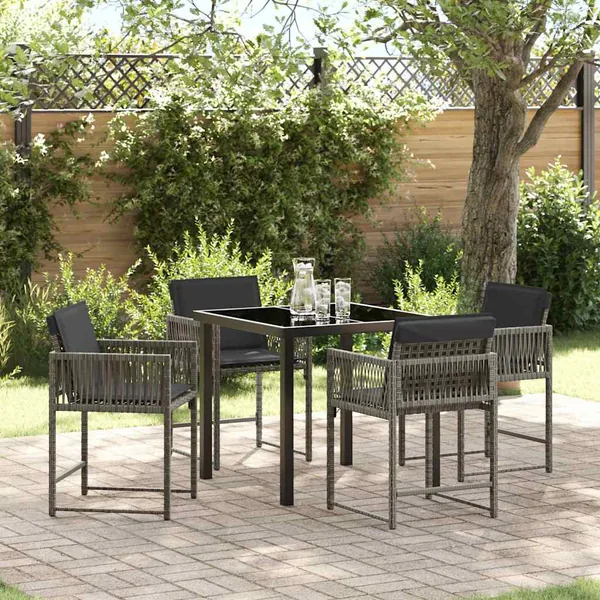 Ensemble de salle à manger pour jardin 5 pcs Gris polyrotin