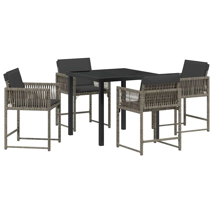 Ensemble de salle à manger pour jardin 5 pcs Gris polyrotin - 2