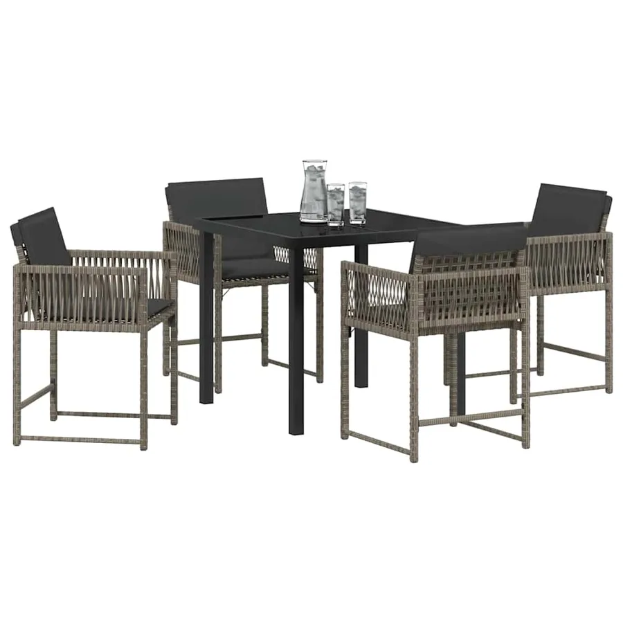 Ensemble de salle à manger pour jardin 5 pcs Gris polyrotin - 3