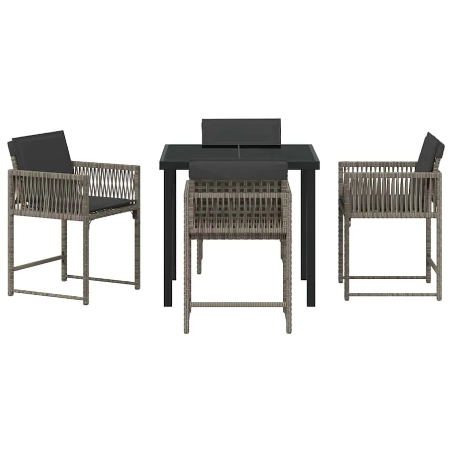 Ensemble de salle à manger pour jardin 5 pcs Gris polyrotin - 7