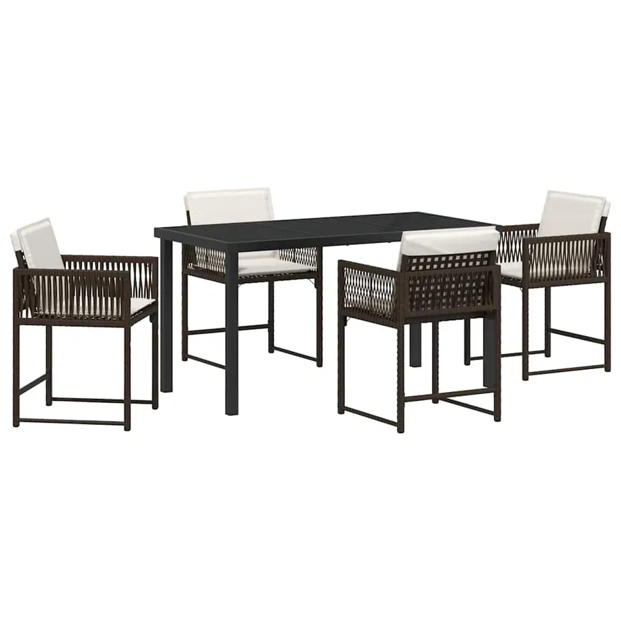 Ensemble de salle à manger pour jardin 5 pcs Marron polyrotin - 2