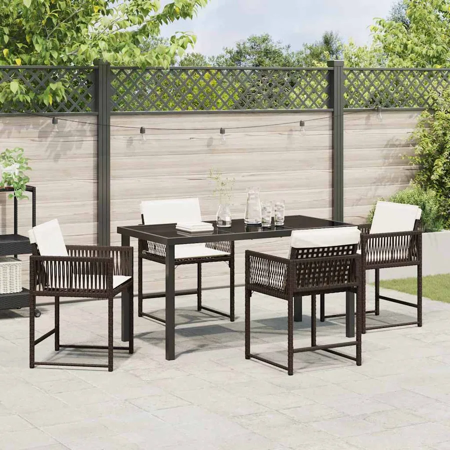 Ensemble de salle à manger pour jardin 5 pcs Marron polyrotin - 4
