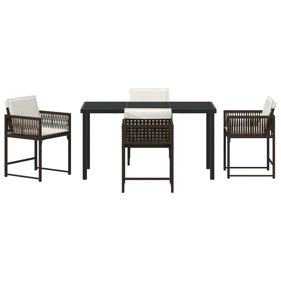 Ensemble de salle à manger pour jardin 5 pcs Marron polyrotin - 7
