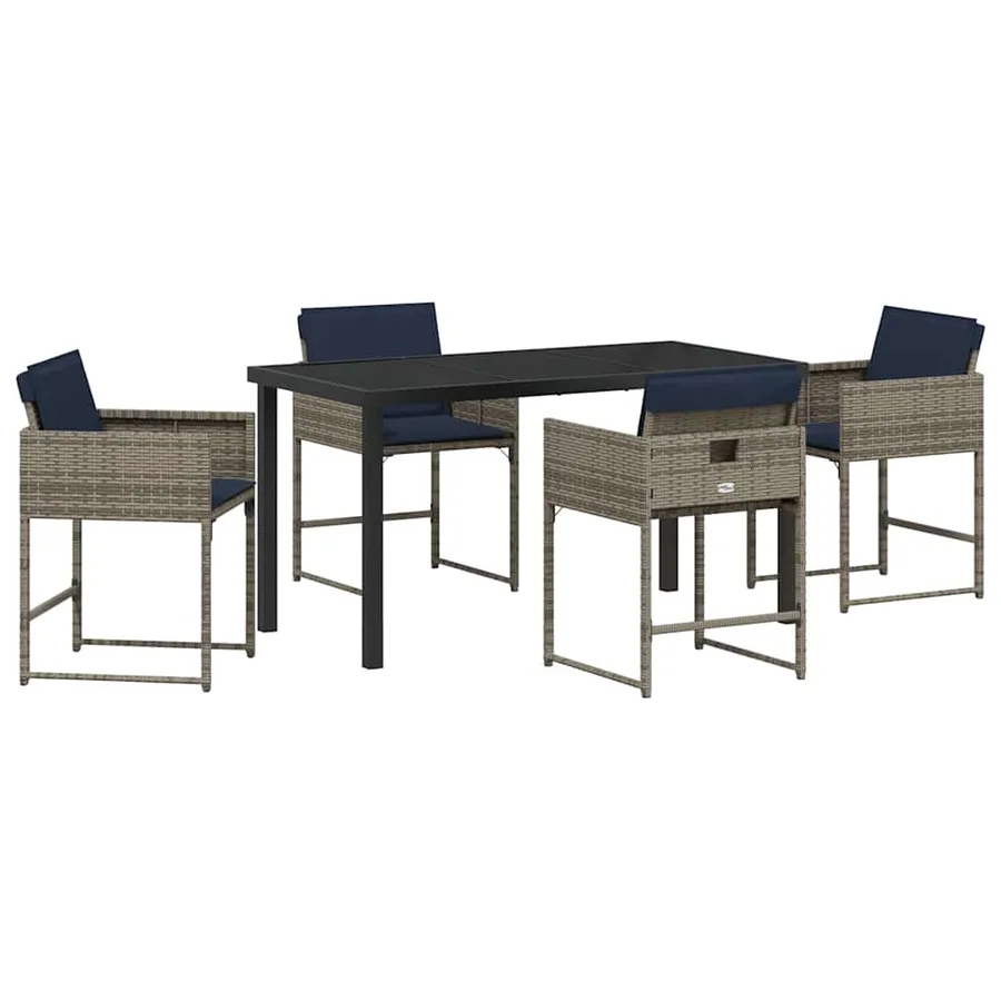 Ensemble de salle à manger pour jardin 5 pcs Gris polyrotin - 2