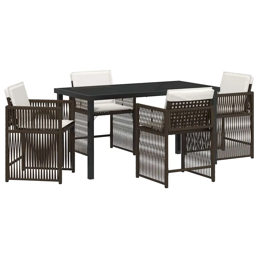 Ensemble de salle à manger pour jardin 5 pcs Marron polyrotin - 2