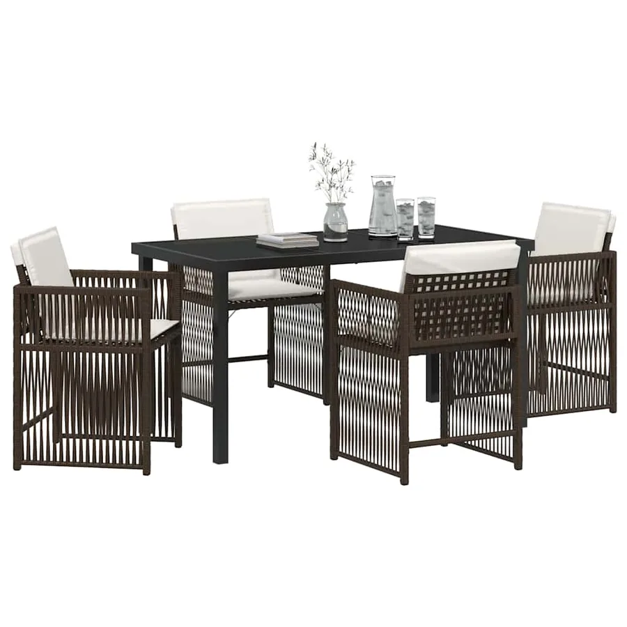 Ensemble de salle à manger pour jardin 5 pcs Marron polyrotin - 3