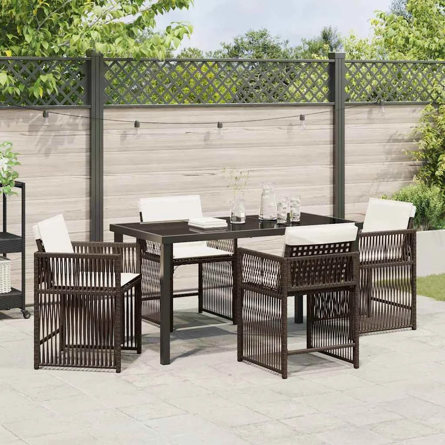 Ensemble de salle à manger pour jardin 5 pcs Marron polyrotin - 4