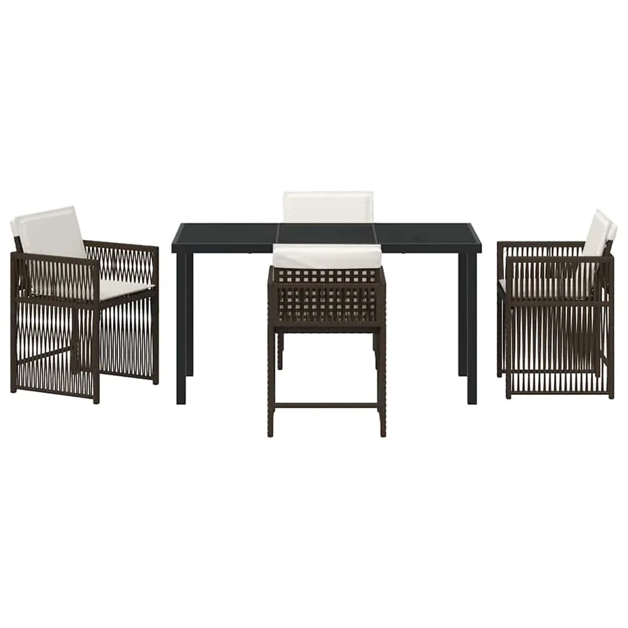 Ensemble de salle à manger pour jardin 5 pcs Marron polyrotin - 7