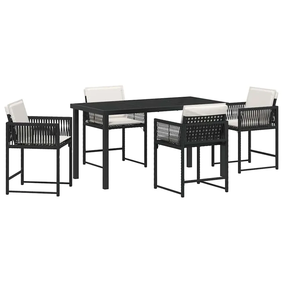 Ensemble de salle à manger pour jardin 5 pcs Noir polyrotin - 2