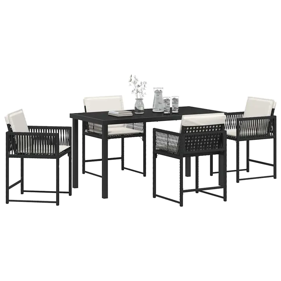 Ensemble de salle à manger pour jardin 5 pcs Noir polyrotin - 3