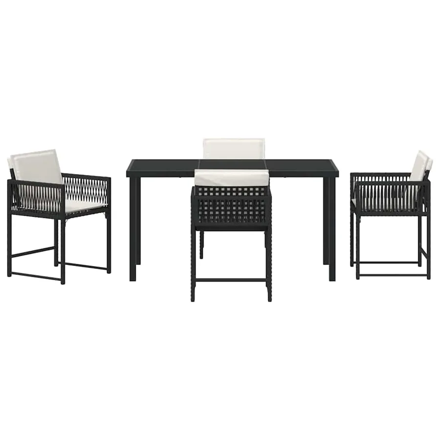 Ensemble de salle à manger pour jardin 5 pcs Noir polyrotin - 7