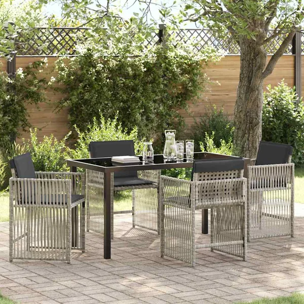 Ensemble de salle à manger pour jardin 5 pcs Gris clair