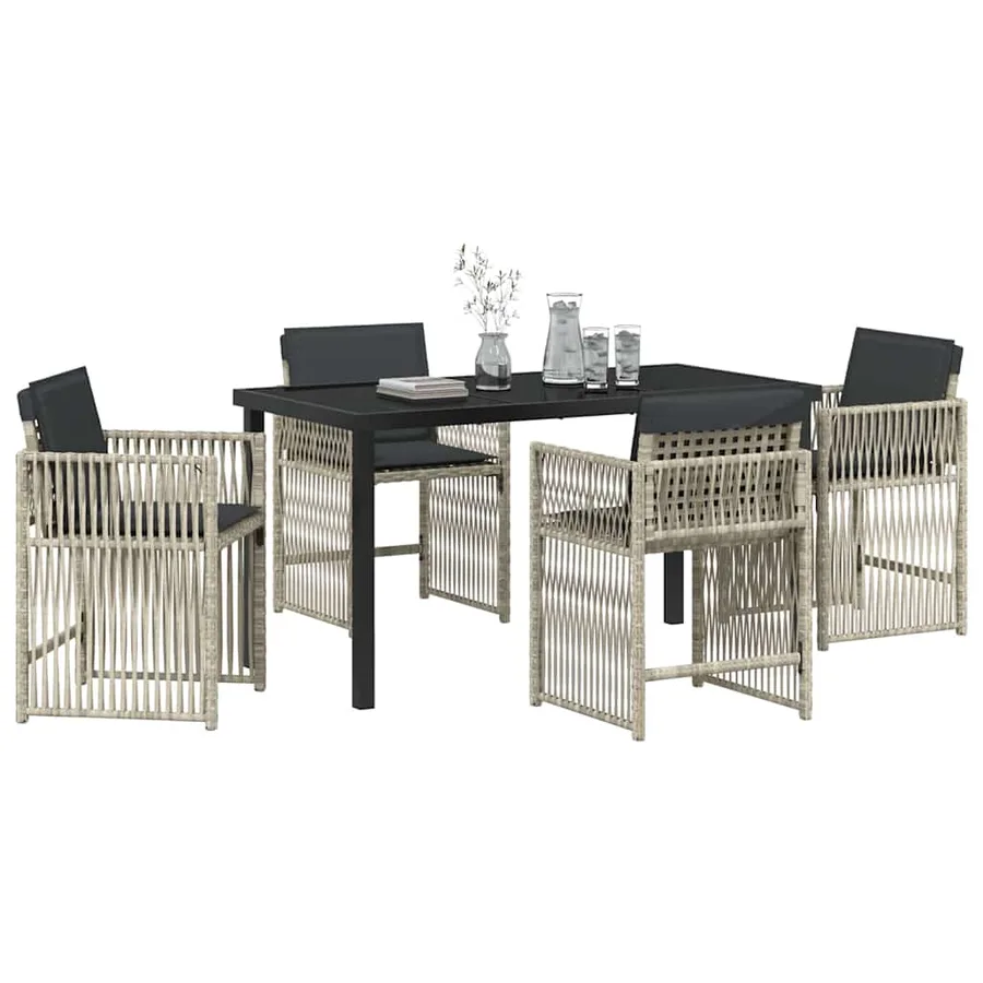 Ensemble de salle à manger pour jardin 5 pcs Gris clair - 3