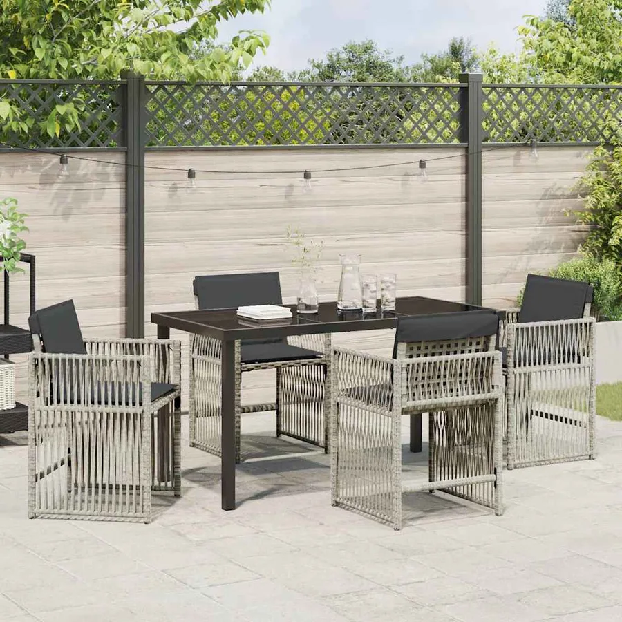 Ensemble de salle à manger pour jardin 5 pcs Gris clair - 4
