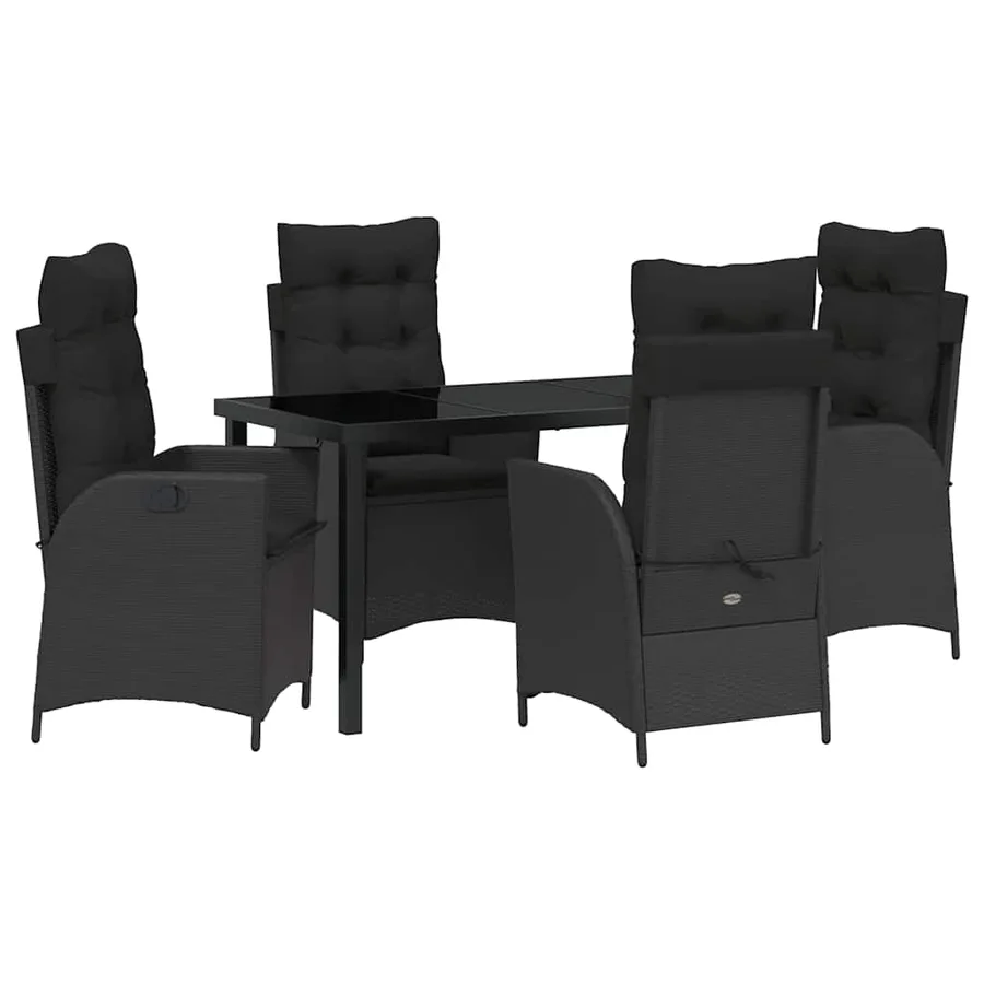 Ensemble de salle à manger pour jardin 5 pcs Noir polyrotin - 2