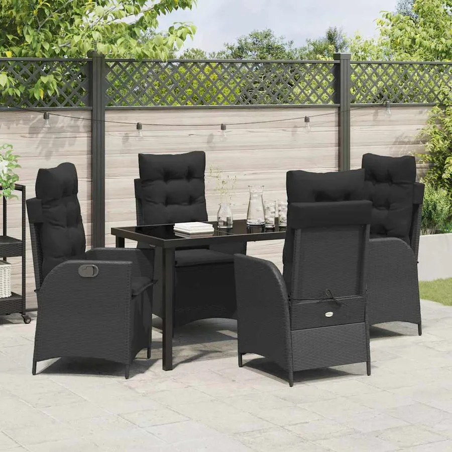 Ensemble de salle à manger pour jardin 5 pcs Noir polyrotin - 4