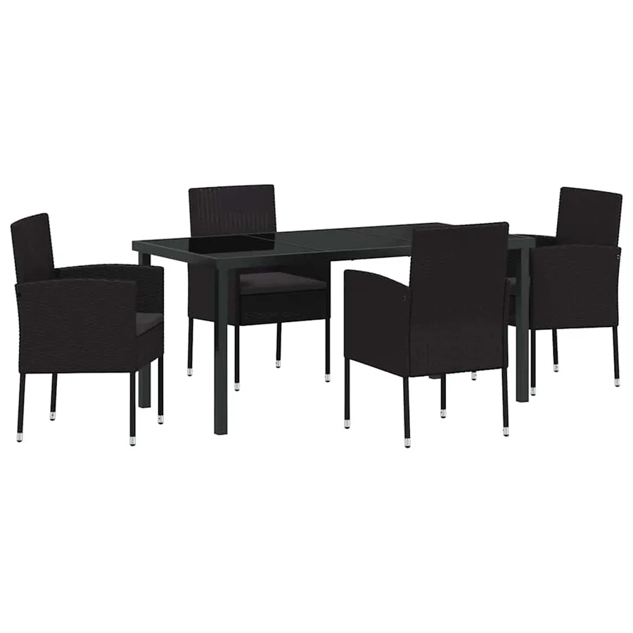 Ensemble de salle à manger pour jardin 5 pcs Noir polyrotin - 2