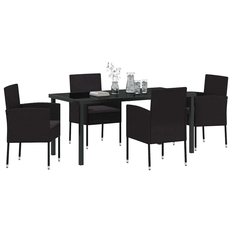 Ensemble de salle à manger pour jardin 5 pcs Noir polyrotin - 3