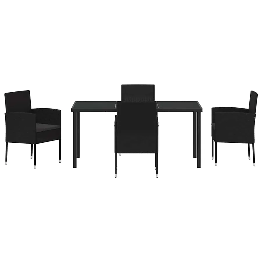 Ensemble de salle à manger pour jardin 5 pcs Noir polyrotin - 7