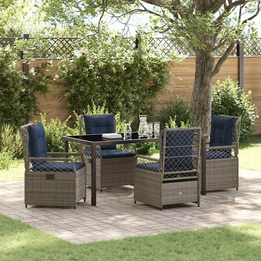 Ensemble de salle à manger pour jardin 5 pcs Gris polyrotin