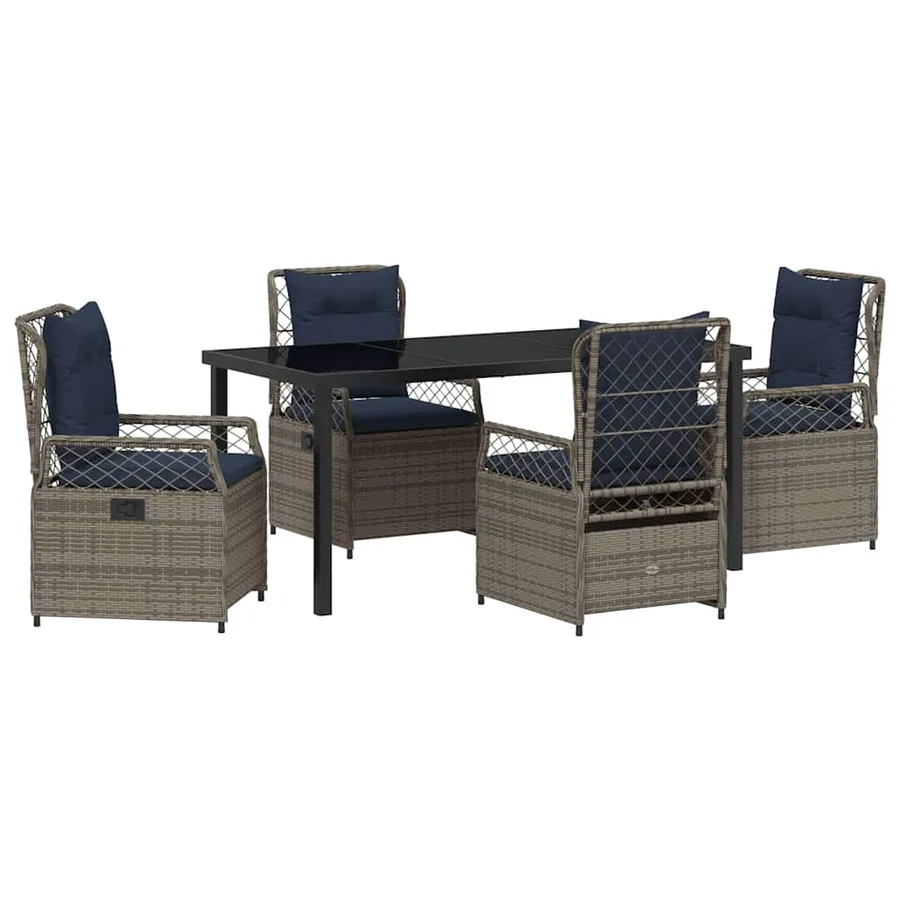 Ensemble de salle à manger pour jardin 5 pcs Gris polyrotin - 2