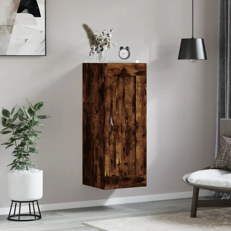 Armoire murale chêne fumé 34,5x34x90 cm bois d'ingénierie - 3