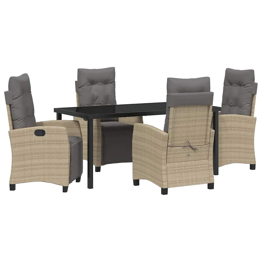 Ensemble de salle à manger pour jardin 5 pcs Beige polyrotin - 2