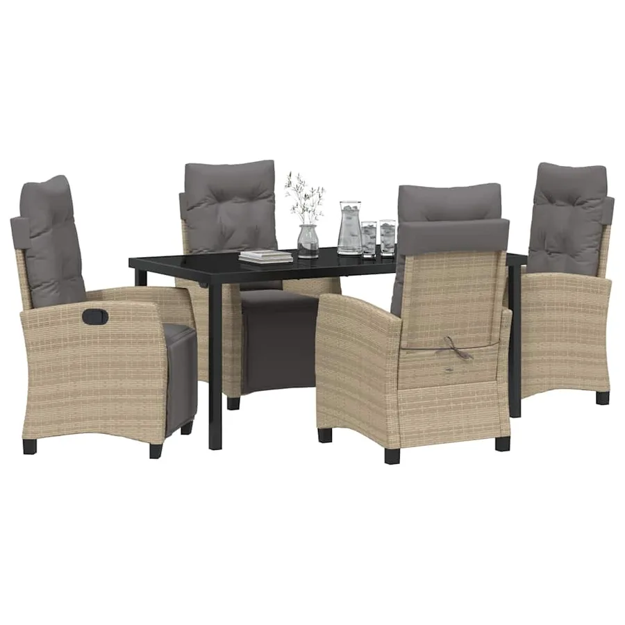 Ensemble de salle à manger pour jardin 5 pcs Beige polyrotin - 3