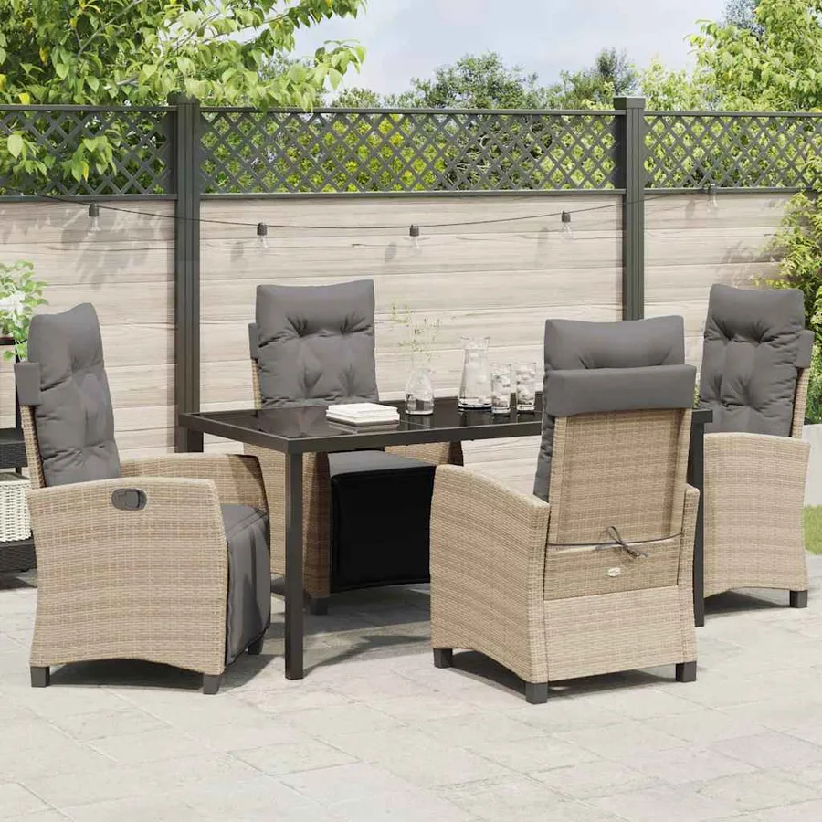 Ensemble de salle à manger pour jardin 5 pcs Beige polyrotin - 4