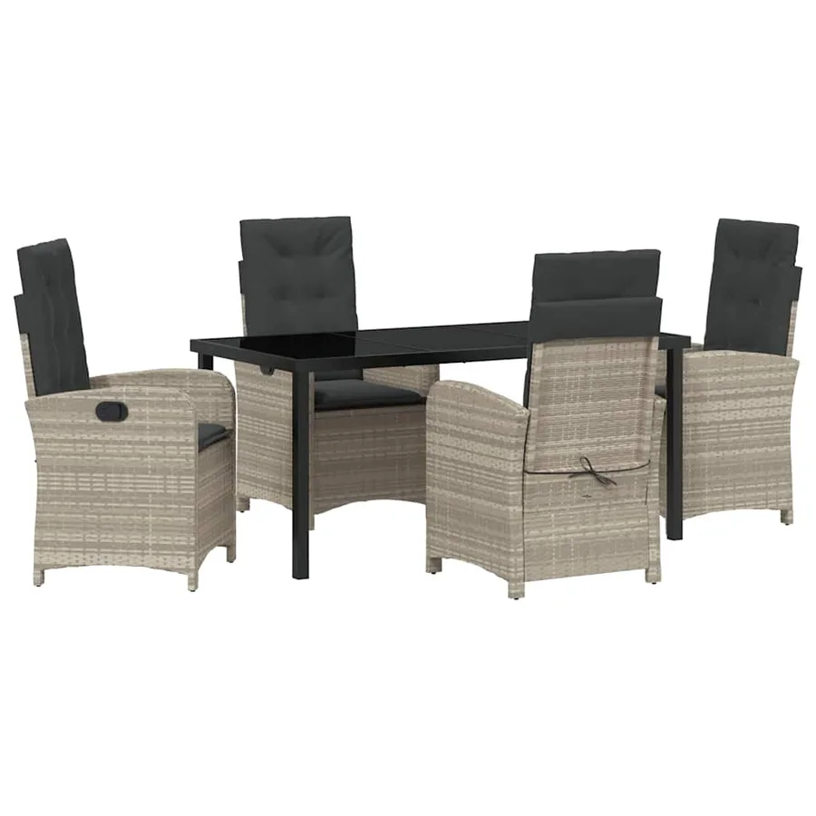 Ensemble de salle à manger pour jardin 5 pcs Gris clair - 2