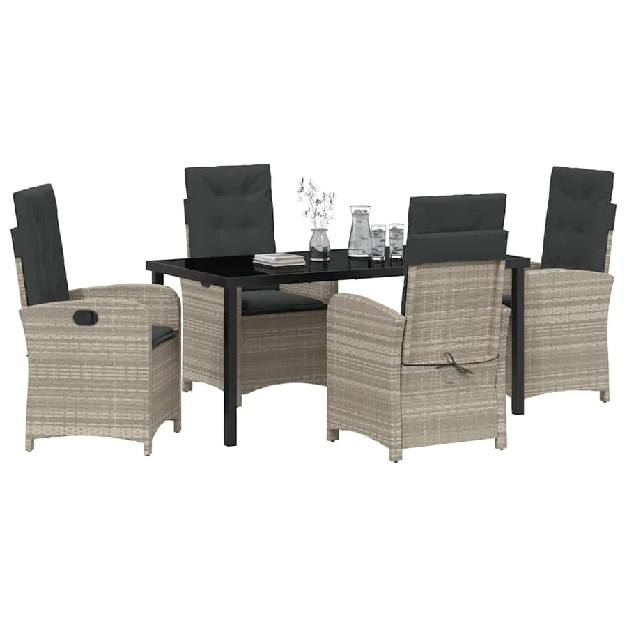 Ensemble de salle à manger pour jardin 5 pcs Gris clair - 3