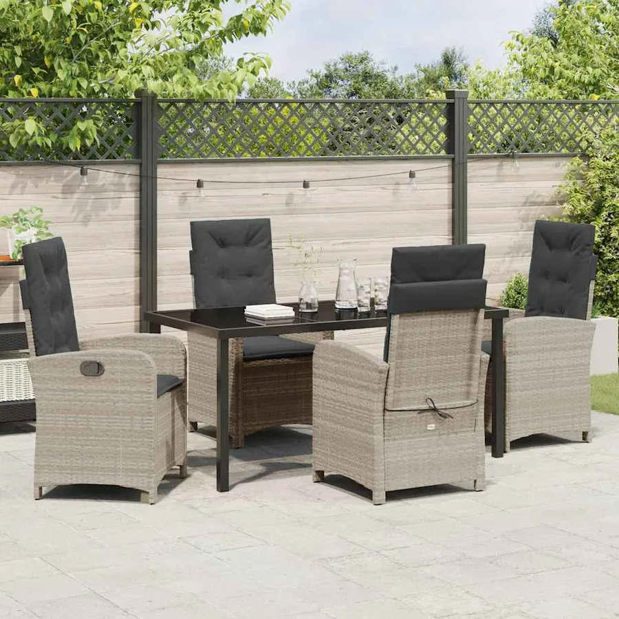 Ensemble de salle à manger pour jardin 5 pcs Gris clair - 4