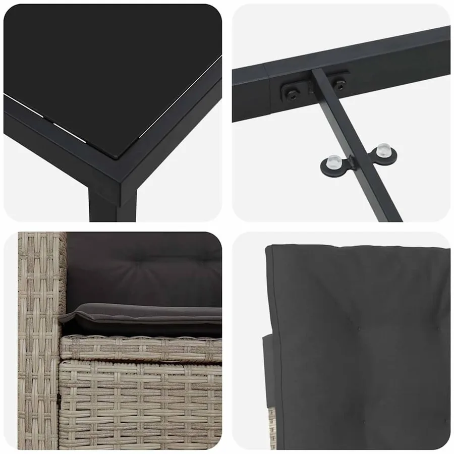 Ensemble de salle à manger pour jardin 5 pcs Gris clair - 9
