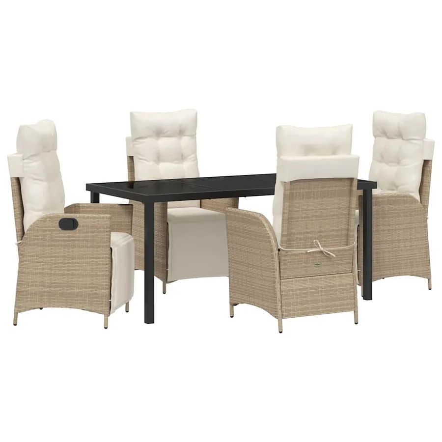 Ensemble de salle à manger pour jardin 5 pcs Beige polyrotin - 2