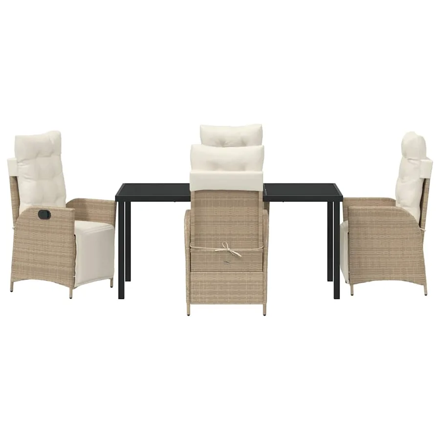 Ensemble de salle à manger pour jardin 5 pcs Beige polyrotin - 7