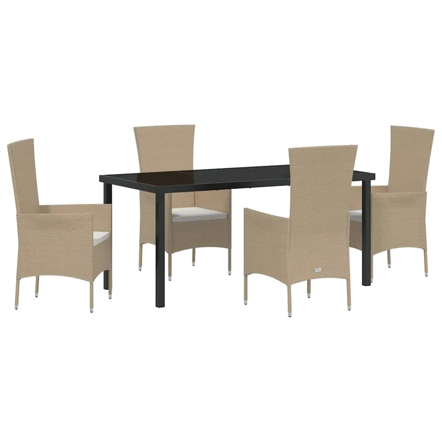 Ensemble de salle à manger pour jardin 5 pcs Beige polyrotin - 2