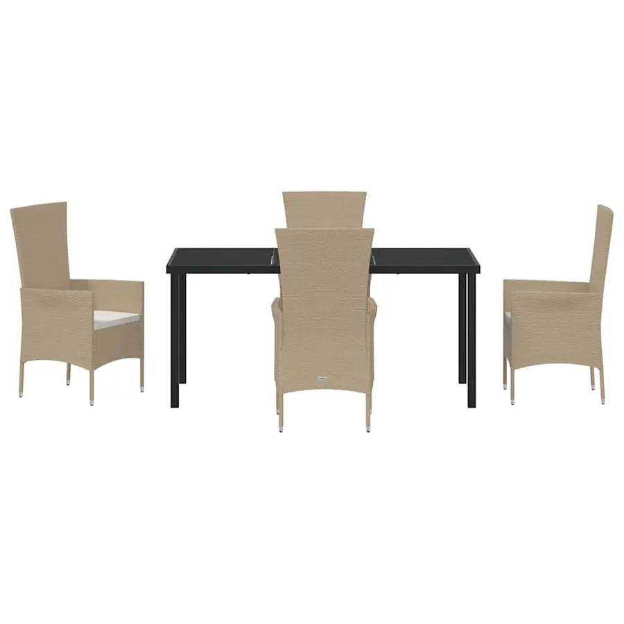 Ensemble de salle à manger pour jardin 5 pcs Beige polyrotin - 7