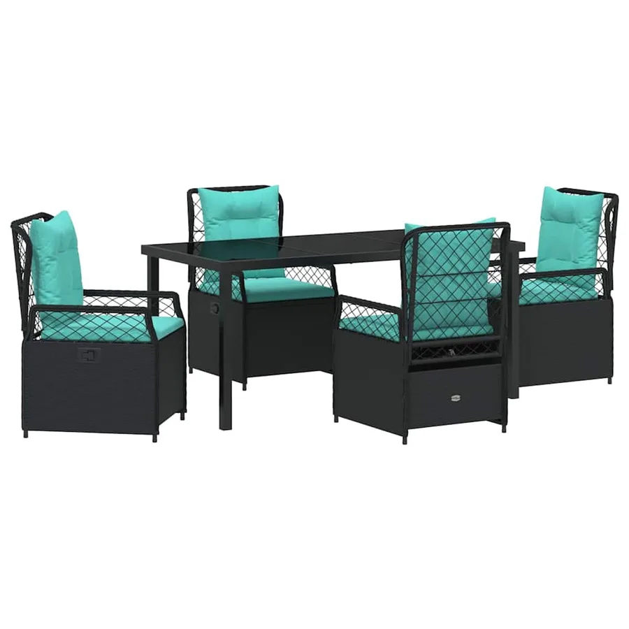 Ensemble de salle à manger pour jardin 5 pcs Noir polyrotin - 2