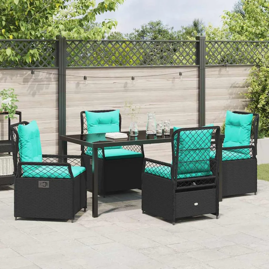 Ensemble de salle à manger pour jardin 5 pcs Noir polyrotin - 4