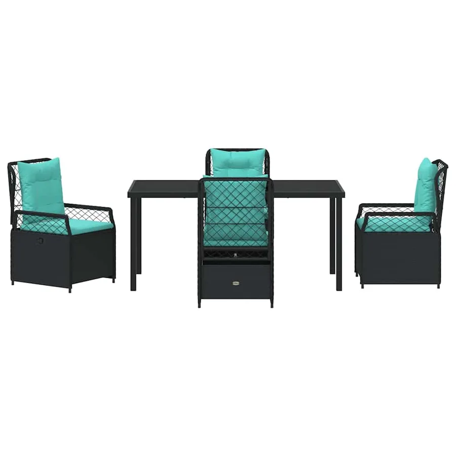 Ensemble de salle à manger pour jardin 5 pcs Noir polyrotin - 7