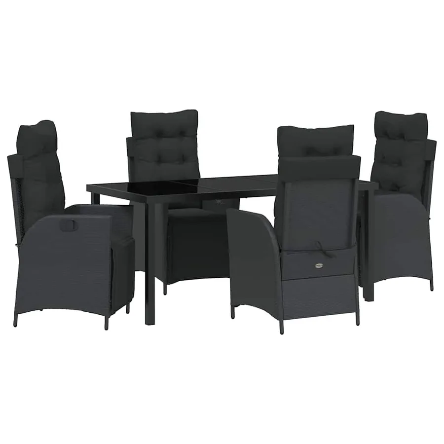Ensemble de salle à manger pour jardin 5 pcs Noir polyrotin - 2