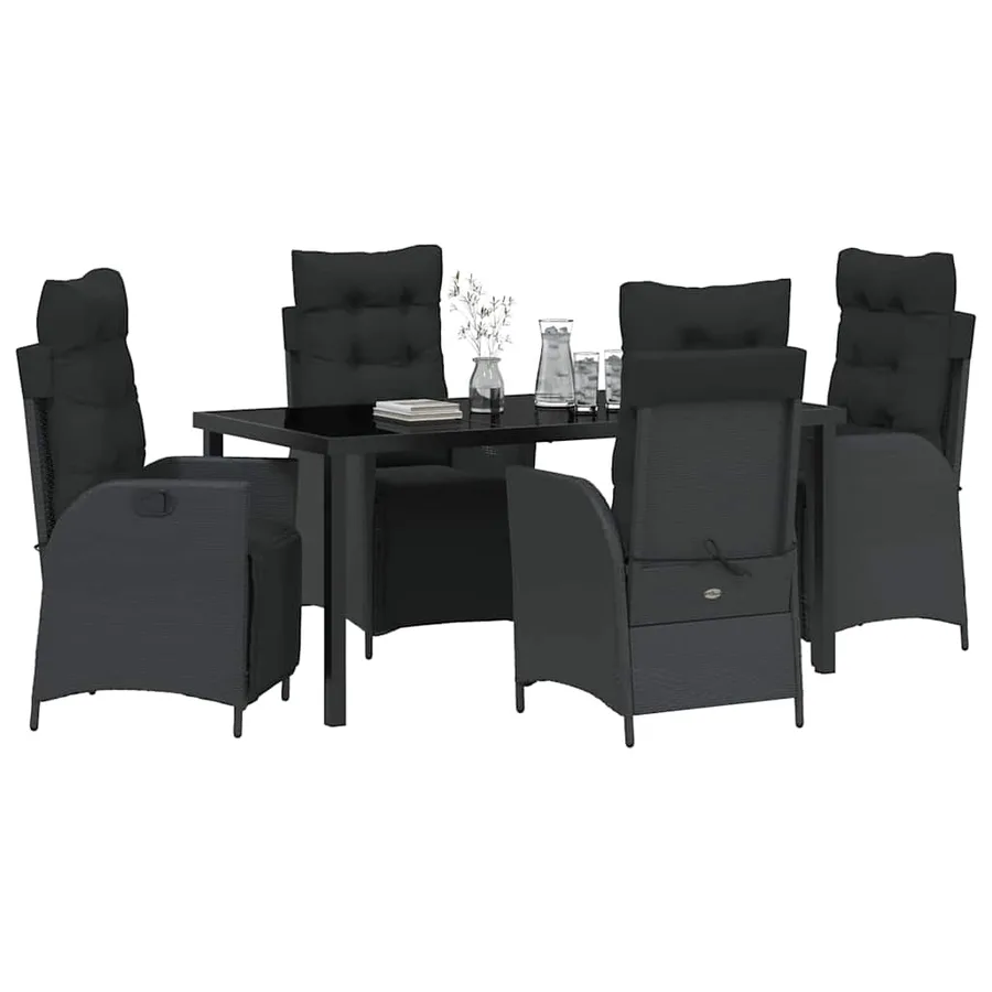 Ensemble de salle à manger pour jardin 5 pcs Noir polyrotin - 3