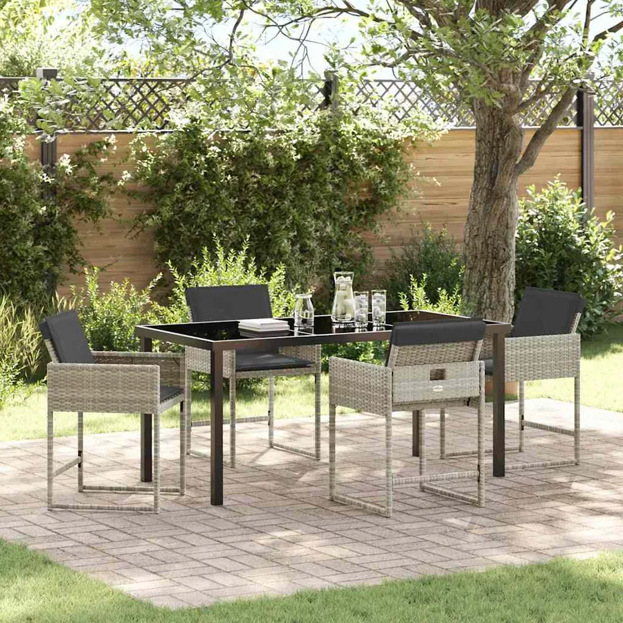 Ensemble de salle à manger pour jardin 5 pcs Gris clair