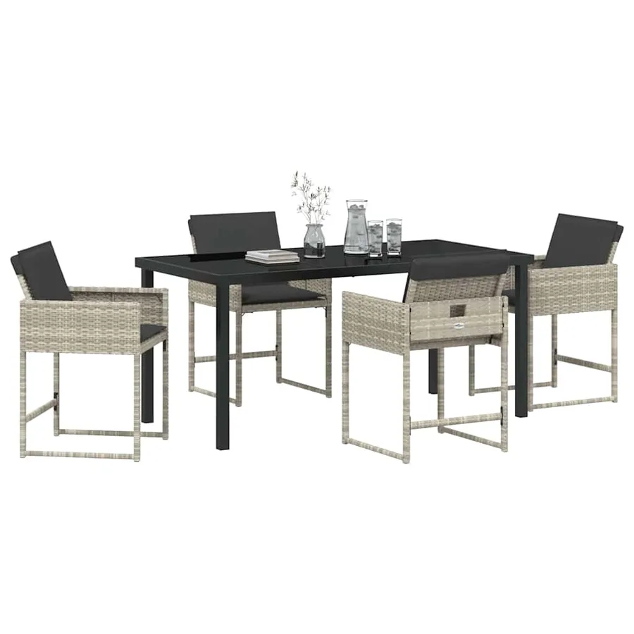 Ensemble de salle à manger pour jardin 5 pcs Gris clair - 3