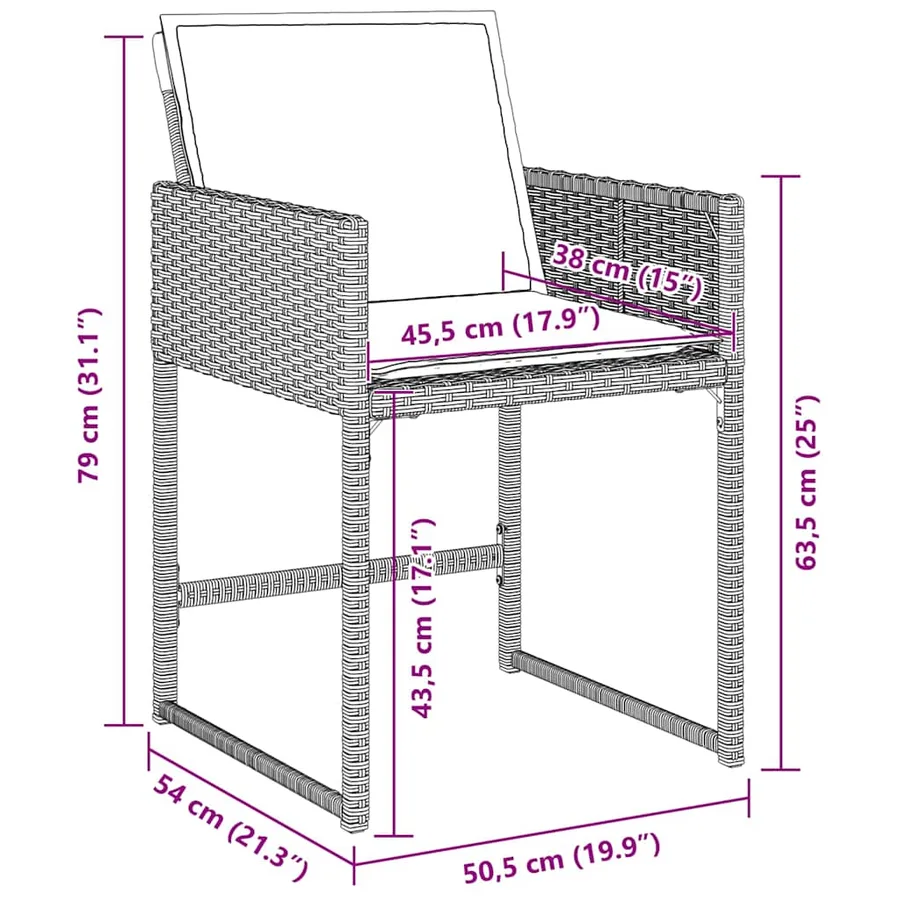 Ensemble de salle à manger pour jardin 5 pcs Gris clair - 9