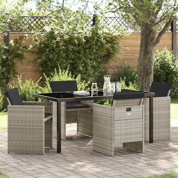 Ensemble de salle à manger pour jardin 5 pcs Gris clair