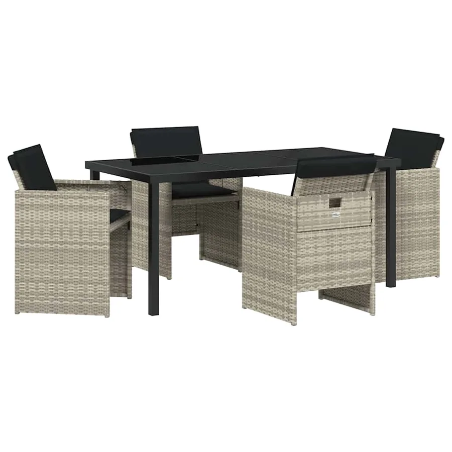 Ensemble de salle à manger pour jardin 5 pcs Gris clair - 2