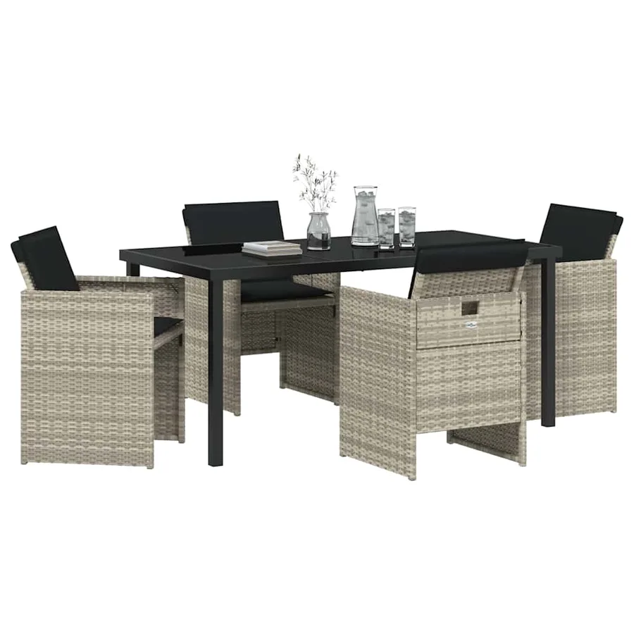 Ensemble de salle à manger pour jardin 5 pcs Gris clair - 3