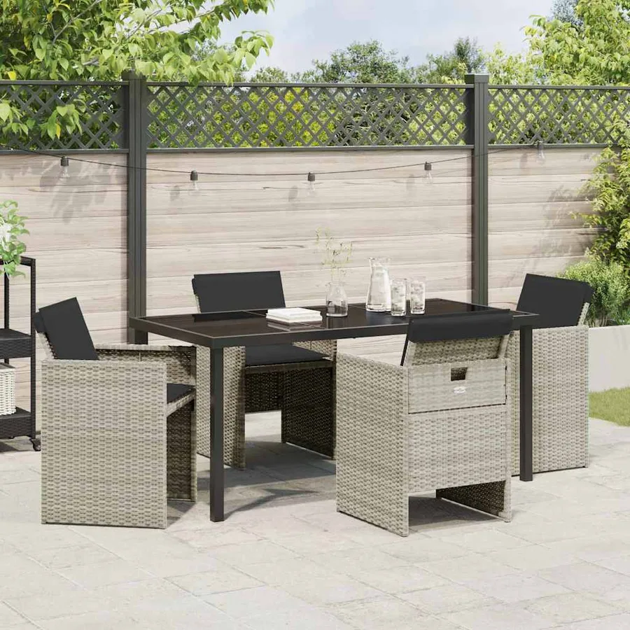 Ensemble de salle à manger pour jardin 5 pcs Gris clair - 4