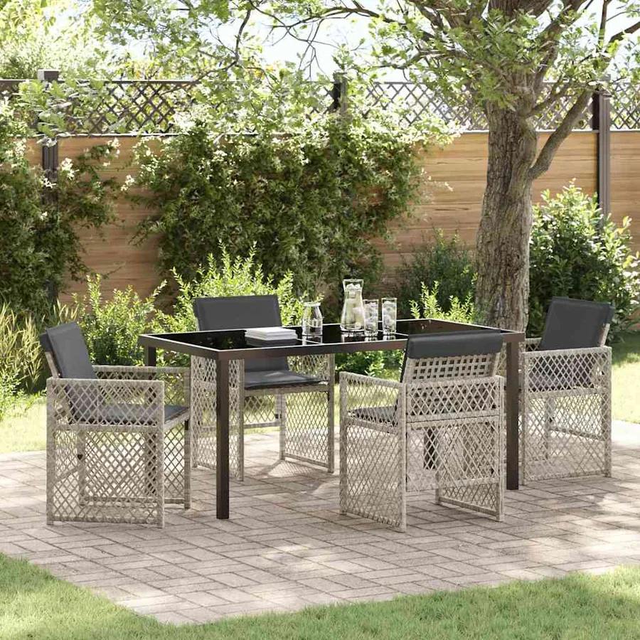 Ensemble de salle à manger pour jardin 5 pcs Gris clair